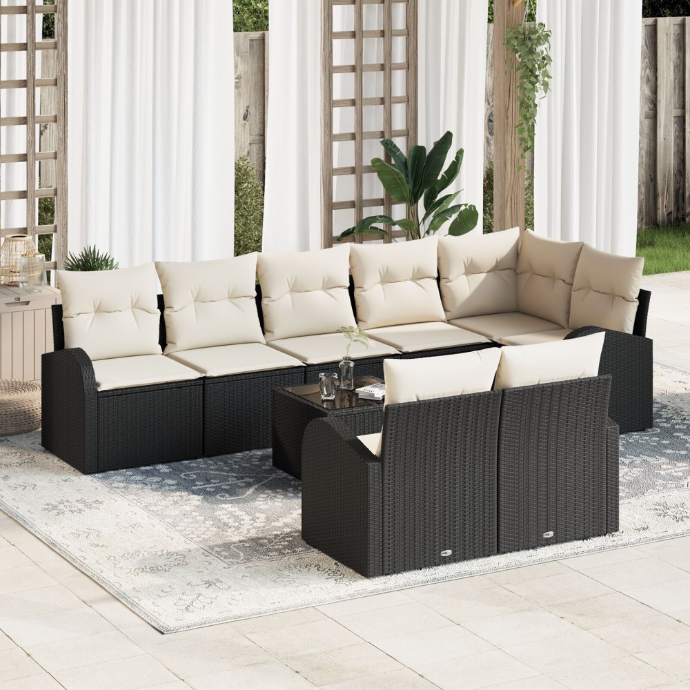 vidaXL Set de canapele pentru grădină cu pernă 9 pcs 289 x 124 x 85 cm