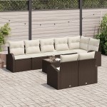vidaXL Set de canapele pentru grădină cu pernă 9 pcs 289 x 124 x 85 cm