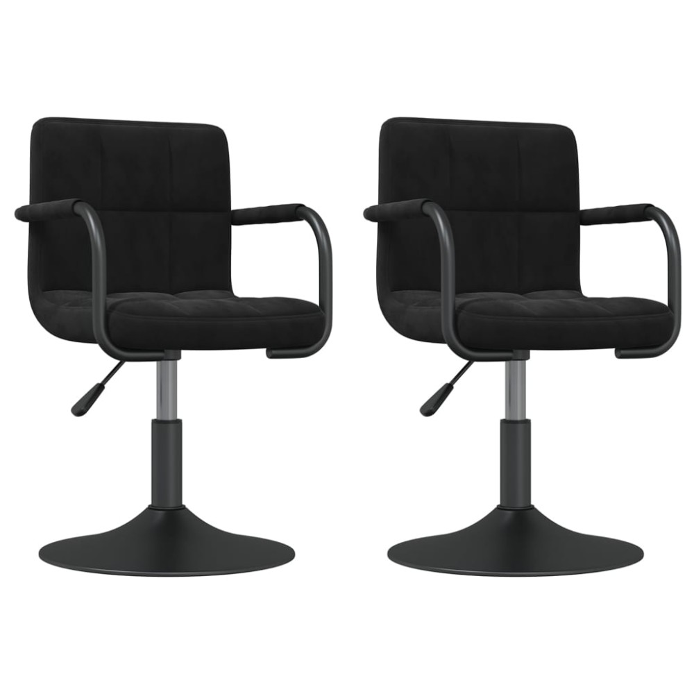 vidaXL Scaune de bucătărie pivotante, 2 buc., negru, catifea