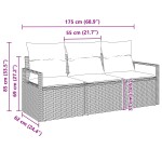 Set canapea grădină 3 piese cu perne gri din ratan poliester Set canapea grădină 3 piese cu perne gri din ratan poliester
