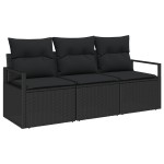 Set canapea de grădină vidaXL cu perne Negru Poliratan Set canapea de grădină vidaXL cu perne Negru Poliratan