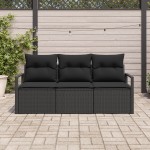 Set canapea de grădină vidaXL cu perne Negru Poliratan Set canapea de grădină vidaXL cu perne Negru Poliratan