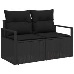 Set canapea de grădină vidaXL cu perne Negru Poliratan Set canapea de grădină vidaXL cu perne Negru Poliratan