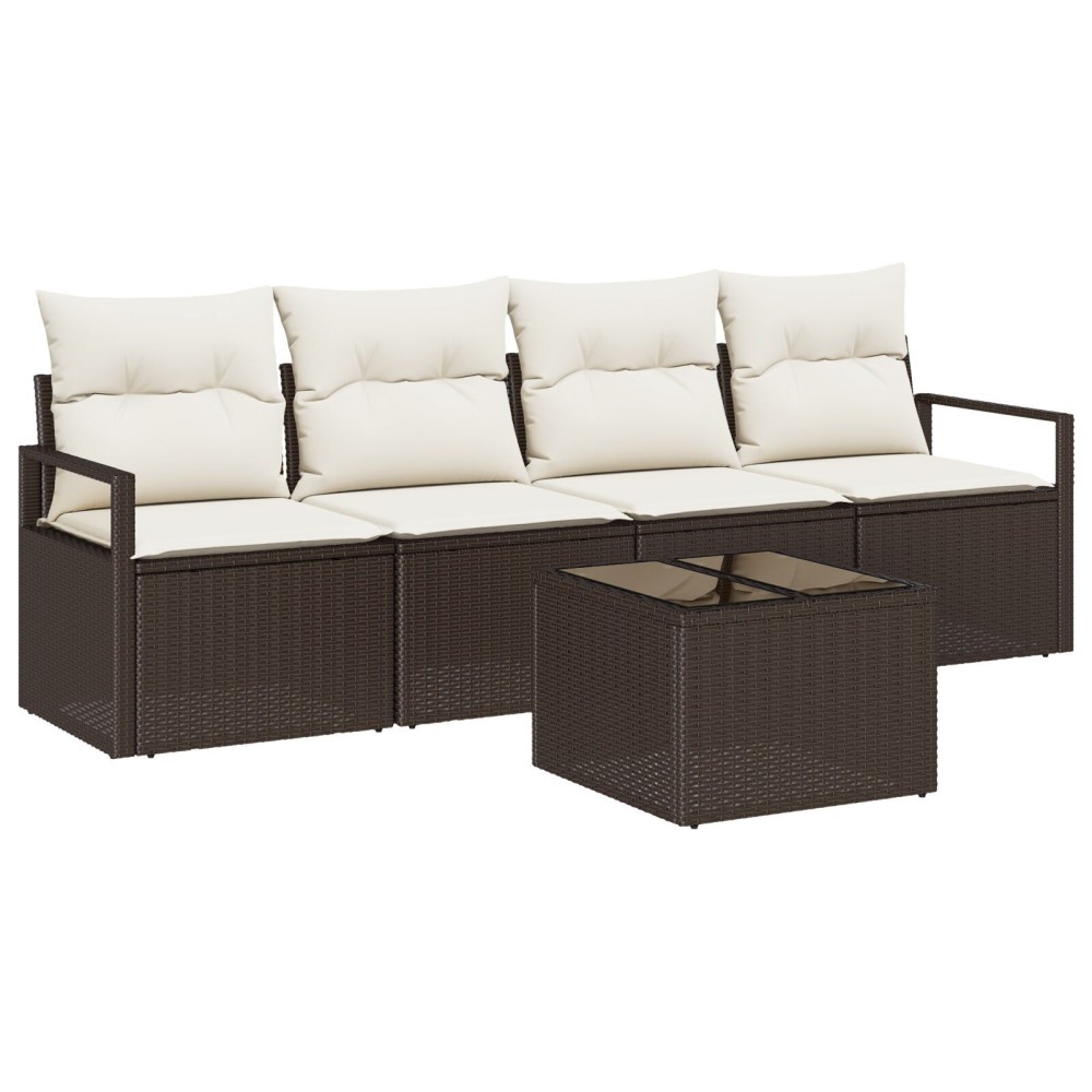vidaXL Set de canapele pentru grădină 5 pcs Maro și Crem