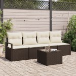 vidaXL Set de canapele pentru grădină 5 pcs Maro și Crem