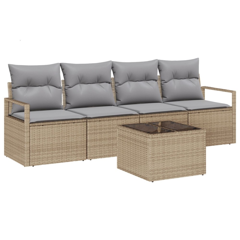 vidaXL Set de canapele pentru grădină 5 pcs Bej și gri 55 x 55 x 37 cm
