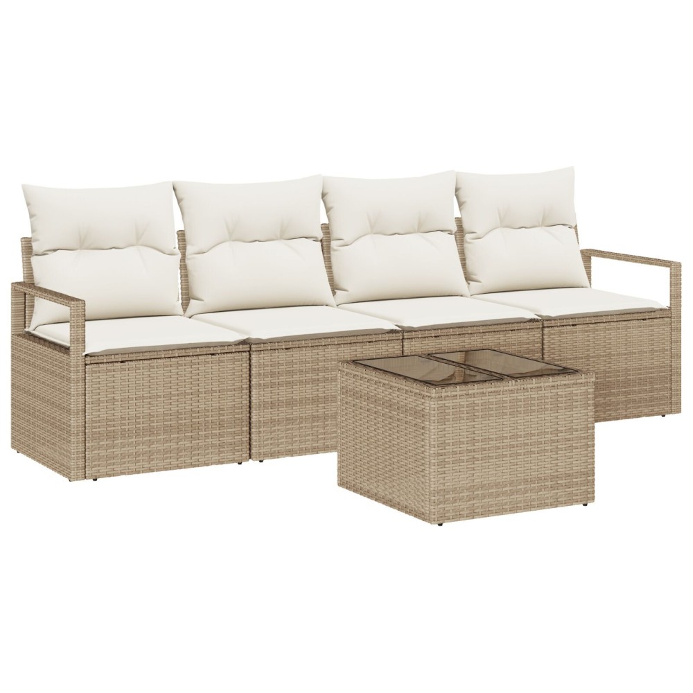 vidaXL Set de canapele pentru grădină 5 pcs Bej și crem