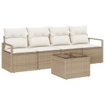 vidaXL Set de canapele pentru grădină 5 pcs Bej și crem