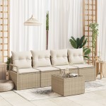 vidaXL Set de canapele pentru grădină 5 pcs Bej și crem