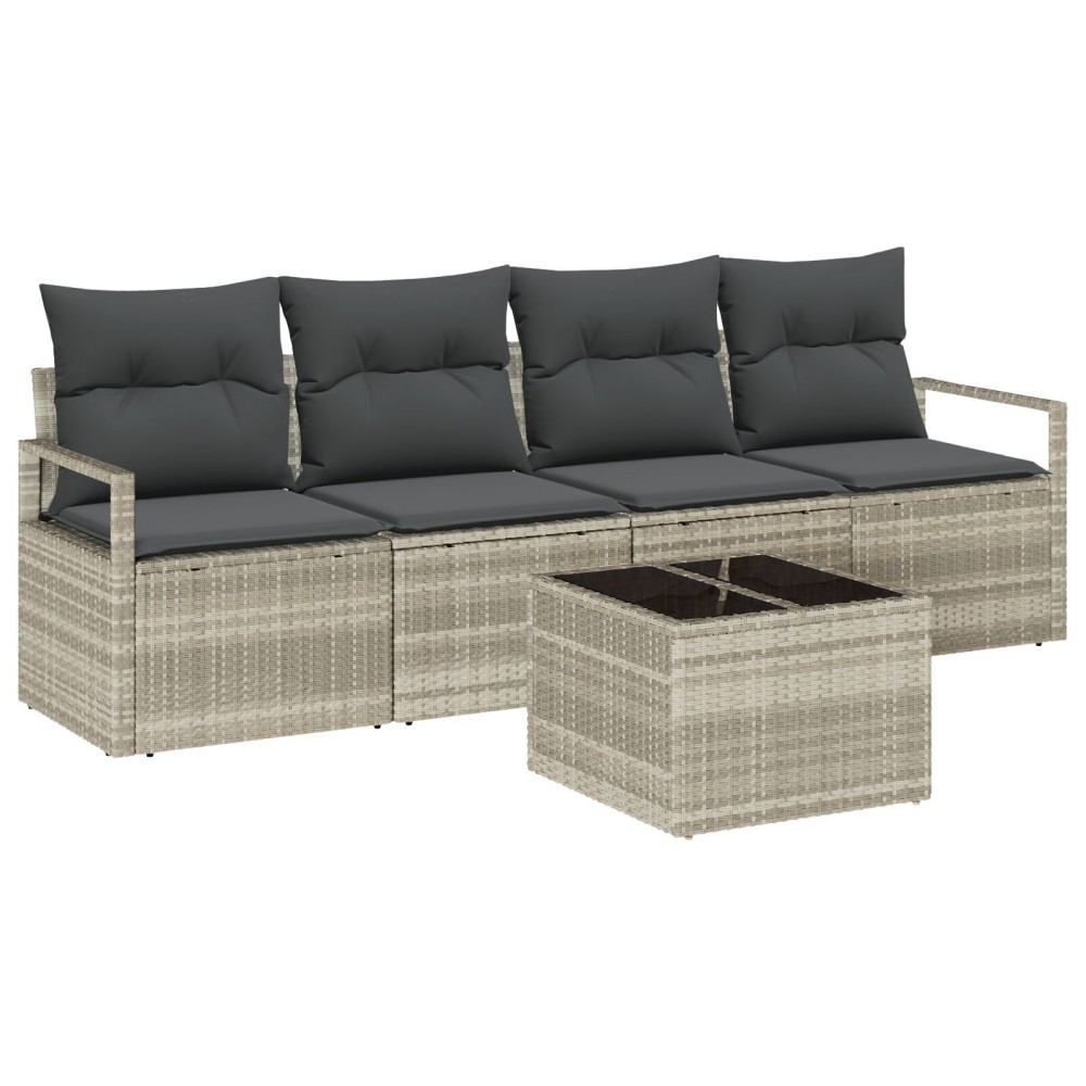vidaXL Set de canapele pentru grădină 5 pcs Gri deschis și gri închis