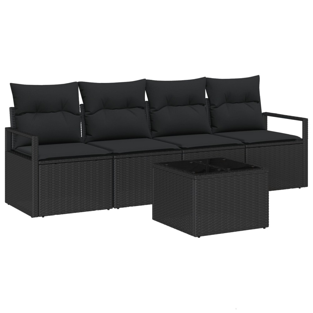 vidaXL Set de canapele pentru grădină 5 pcs Negru 55 x 55 x 37 cm