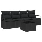 vidaXL Set de canapele pentru grădină 5 pcs Negru 55 x 55 x 37 cm