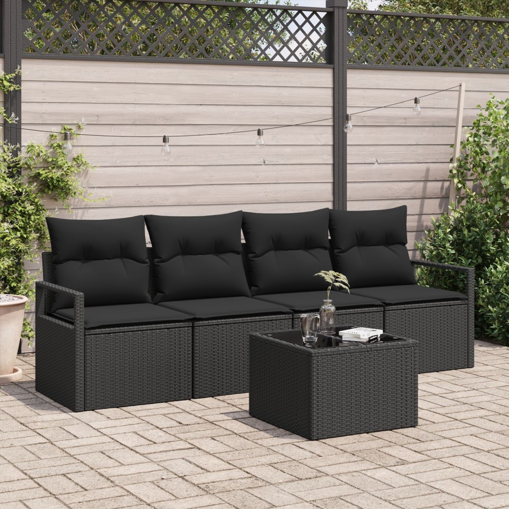 vidaXL Set de canapele pentru grădină 5 pcs Negru 55 x 55 x 37 cm
