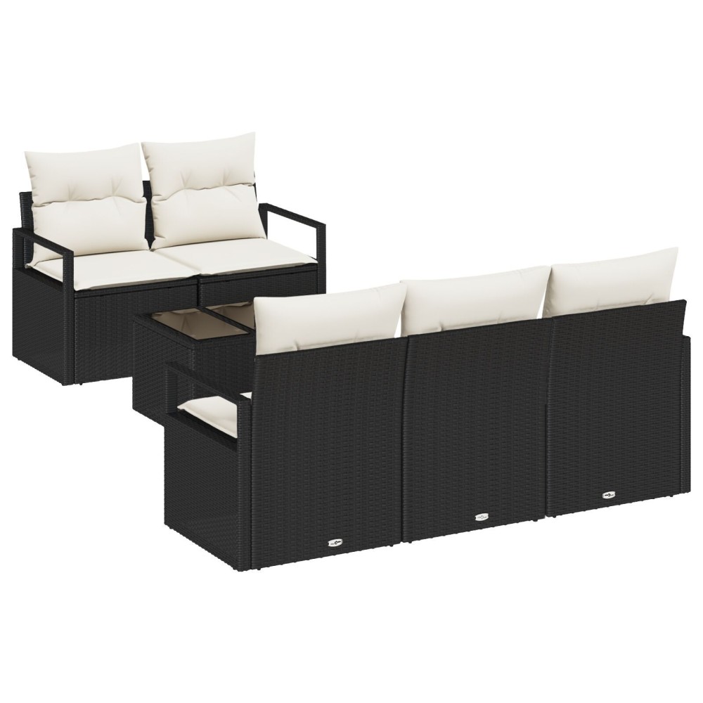 vidaXL Set de canapele pentru grădină 6 pcs Negru și Crem