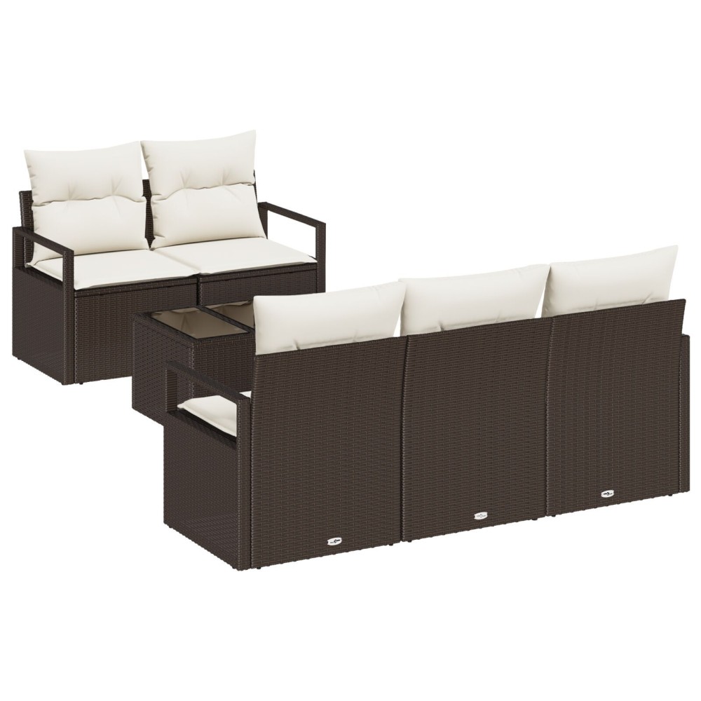 vidaXL Set de canapele pentru grădină 6 pcs Maro și Crem
