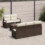 vidaXL Set de canapele pentru grădină 6 pcs Maro și Crem