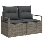 Set canapea de grădină vidaXL 6 piese cu perne gri din ratan poliester Set canapea de grădină vidaXL 6 piese cu perne gri din ratan poliester
