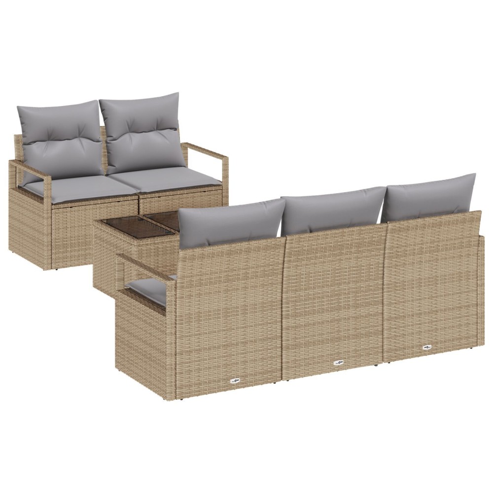 vidaXL Set de canapele pentru grădină 6 pcs Bej și gri 55 x 55 x 37 cm