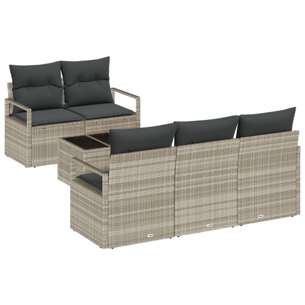 vidaXL Set de canapele pentru grădină 6 pcs Gri deschis
