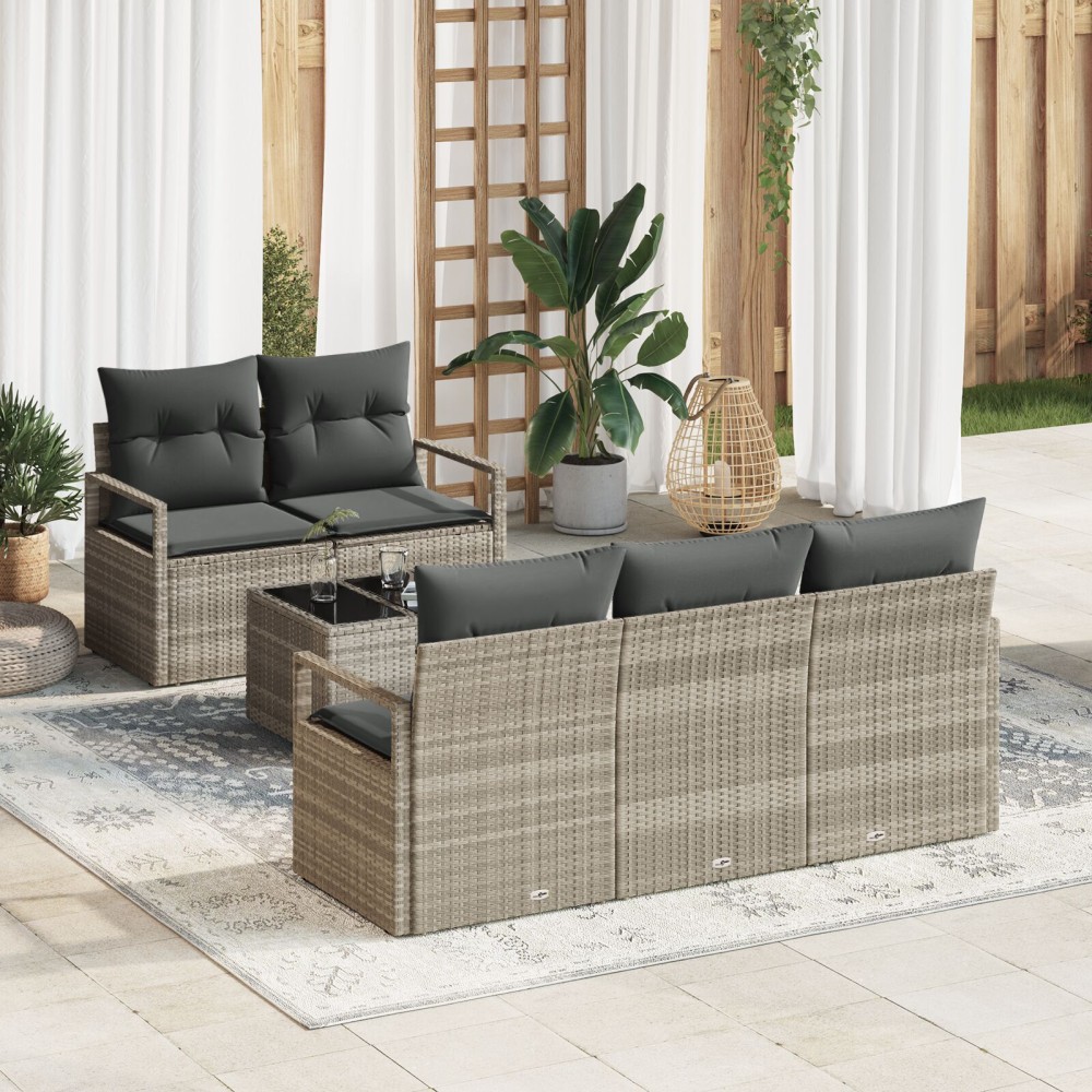 vidaXL Set de canapele pentru grădină 6 pcs Gri deschis