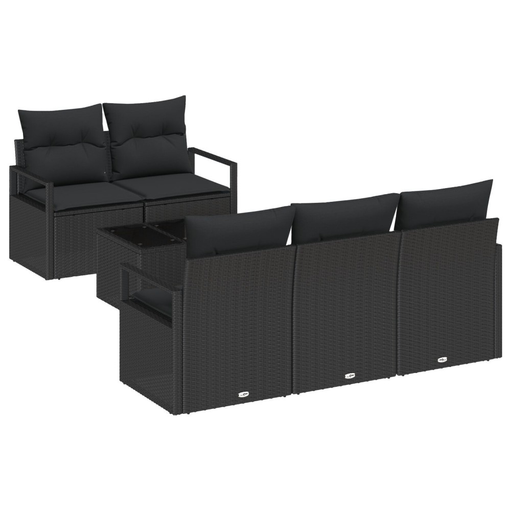 vidaXL Set de canapele pentru grădină 6 pcs Negru 55 x 55 x 37 cm