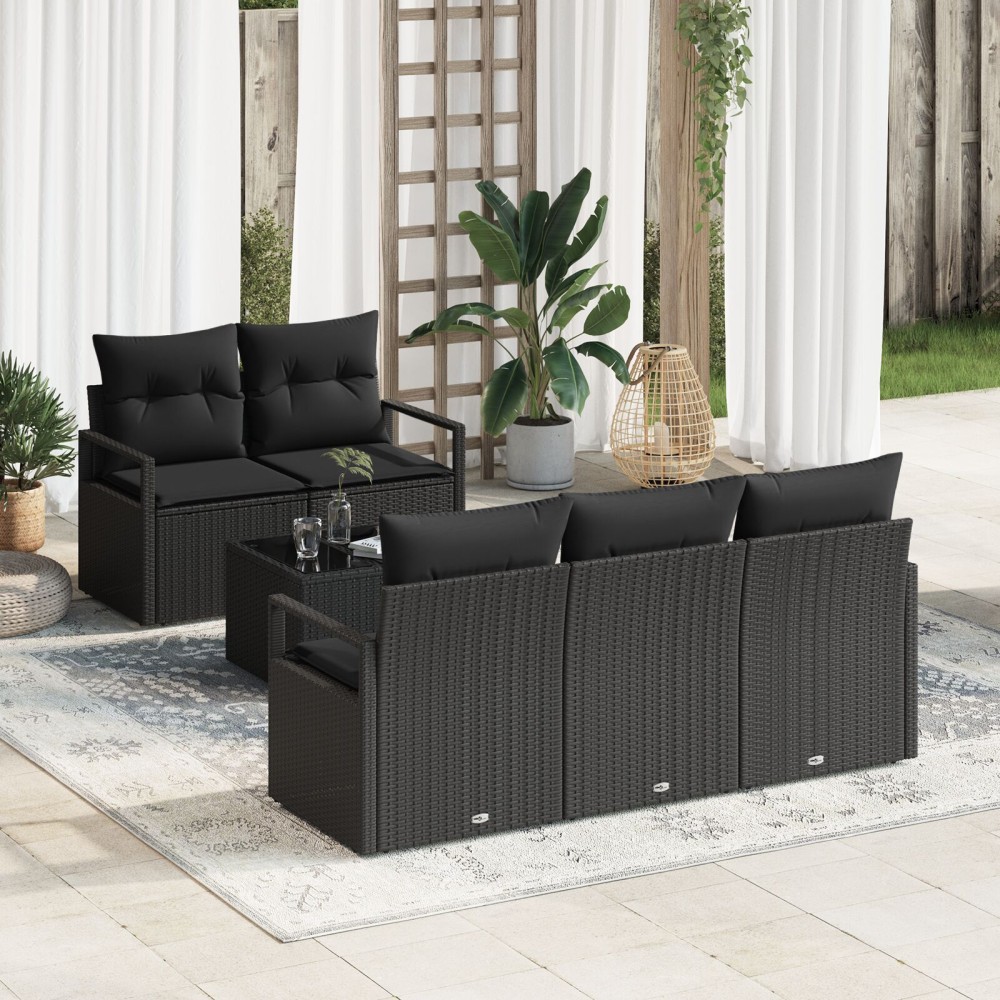 vidaXL Set de canapele pentru grădină 6 pcs Negru 55 x 55 x 37 cm