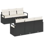 vidaXL Set de canapele pentru grădină 7 pcs Negru și Crem