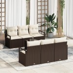 vidaXL Set de canapele pentru grădină 7 pcs Maro și Crem vidaXL Set de canapele pentru grădină 7 pcs Maro și Crem