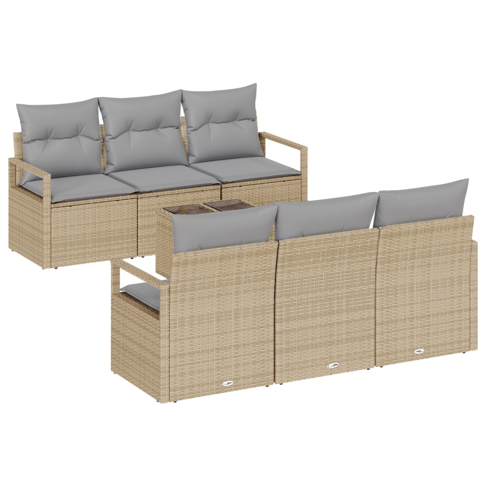 vidaXL Set de canapele pentru grădină 7 pcs Bej și gri 55 x 55 x 37 cm