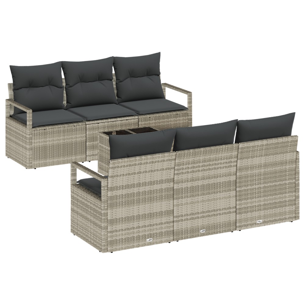 vidaXL Set de canapele pentru grădină 7 pcs Gri deschis
