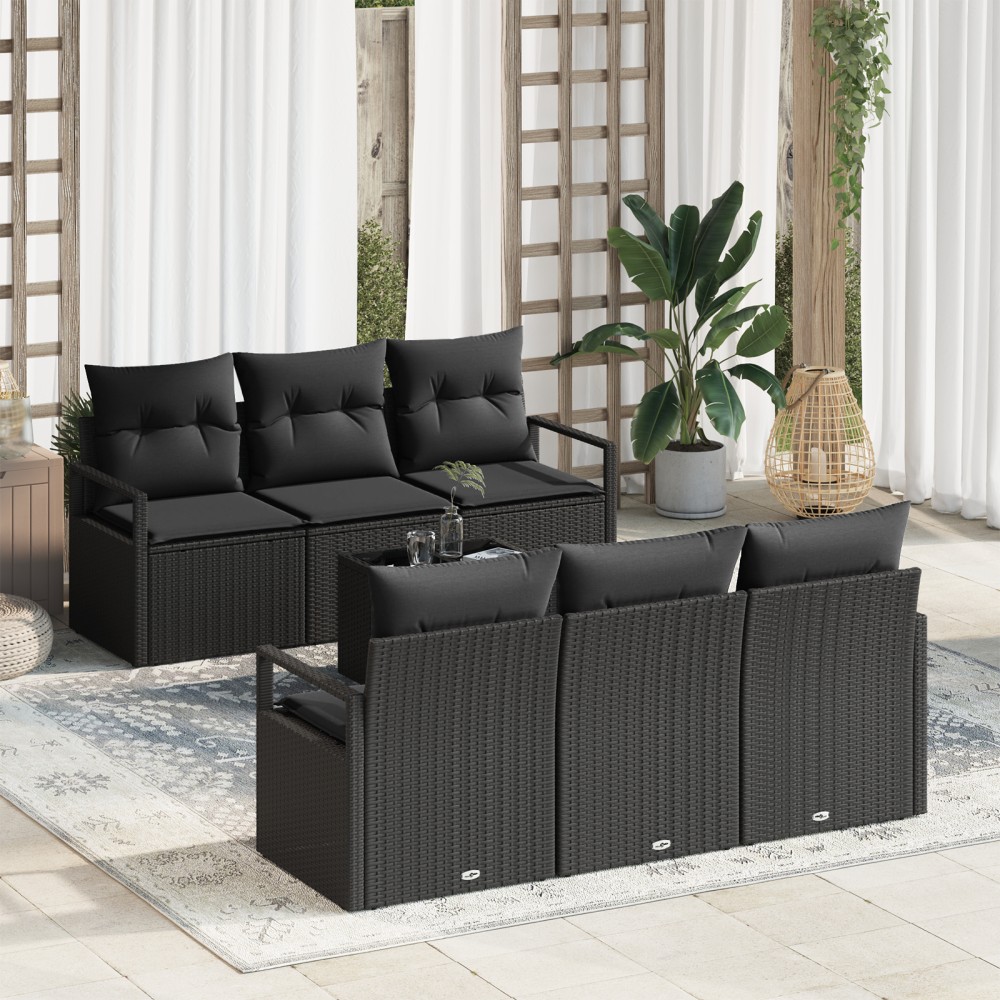 vidaXL Set de canapele pentru grădină 7 pcs Negru 55 x 55 x 37 cm