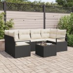 vidaXL Set de canapele pentru grădină 7 pcs Negru și Crem
