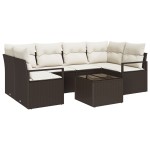 vidaXL Set de canapele pentru grădină 7 pcs Maro și Crem vidaXL Set de canapele pentru grădină 7 pcs Maro și Crem