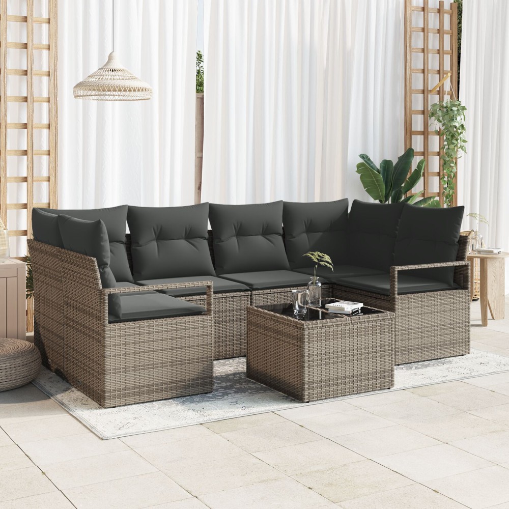 vidaXL Set de canapele pentru grădină 7 pcs Gri 55 x 55 x 37 cm