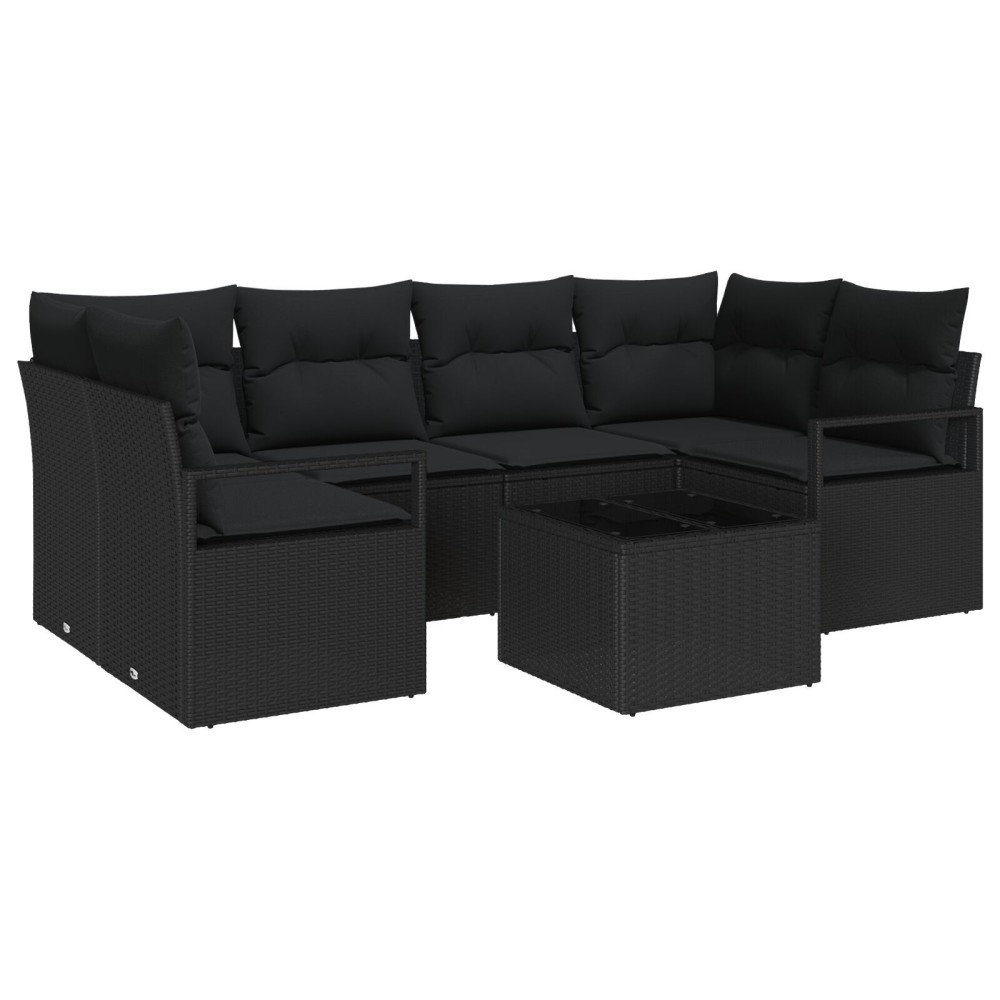 vidaXL Set de canapele pentru grădină 7 pcs Negru 55 x 55 x 37 cm