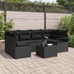 vidaXL Set de canapele pentru grădină 7 pcs Negru 55 x 55 x 37 cm vidaXL Set de canapele pentru grădină 7 pcs Negru 55 x 55 x 37 cm