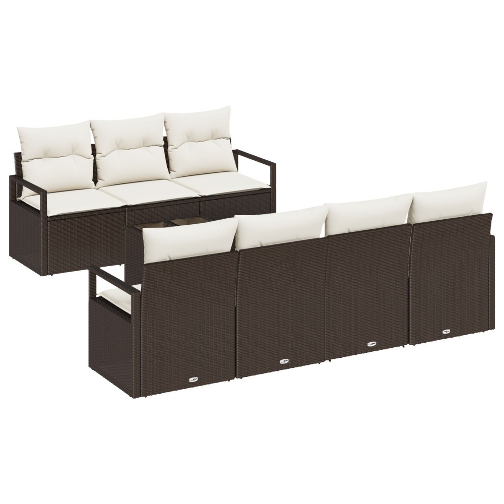 vidaXL Set de canapele pentru grădină 8 pcs Maro și Crem