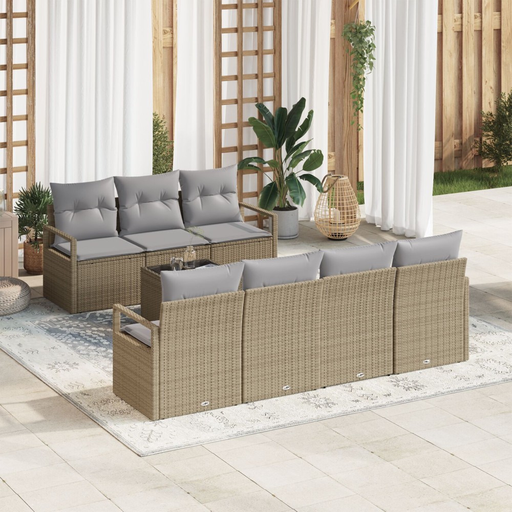vidaXL Set de canapele pentru grădină 8 pcs Bej și gri 55 x 55 x 37 cm