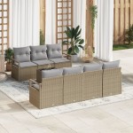 vidaXL Set de canapele pentru grădină 8 pcs Bej și gri 55 x 55 x 37 cm
