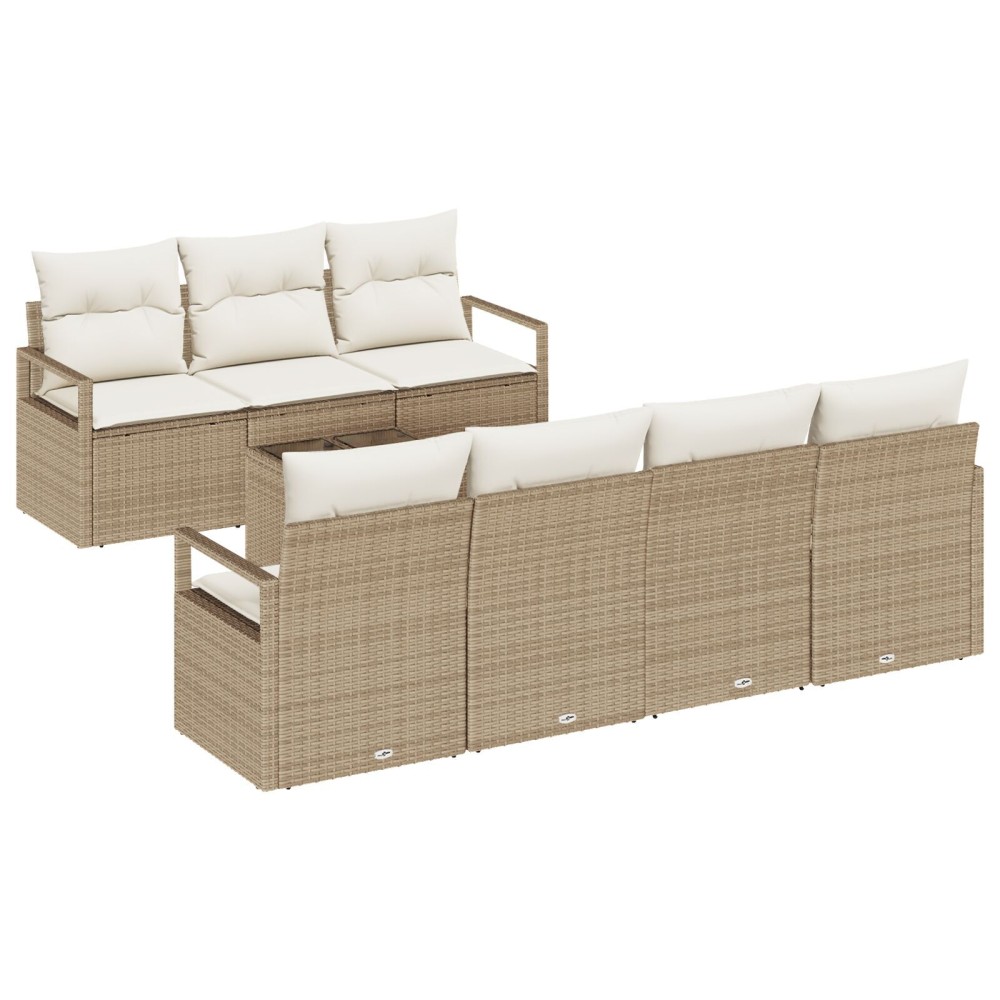 vidaXL Set de canapele pentru grădină 8 pcs Bej și crem