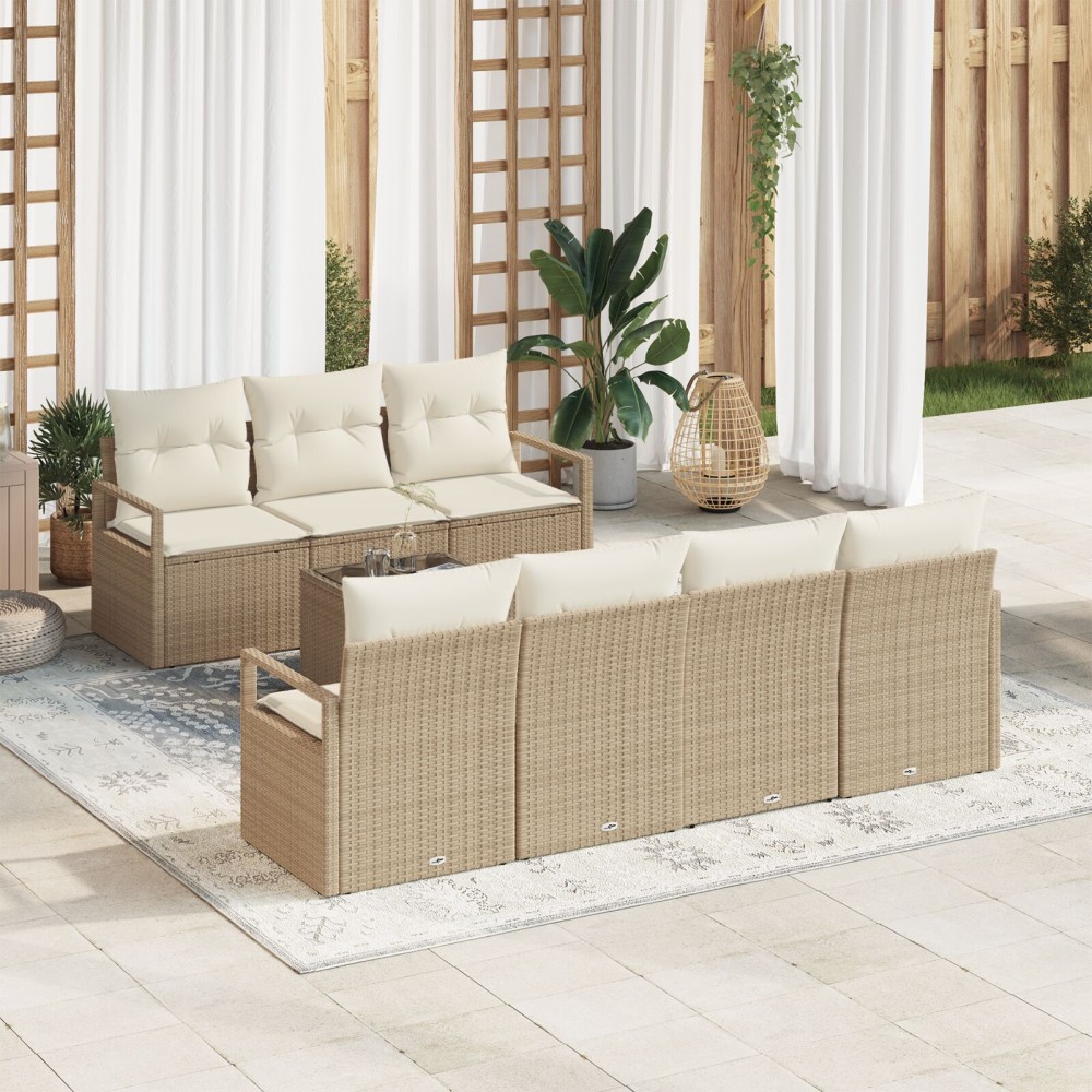 vidaXL Set de canapele pentru grădină 8 pcs Bej și crem