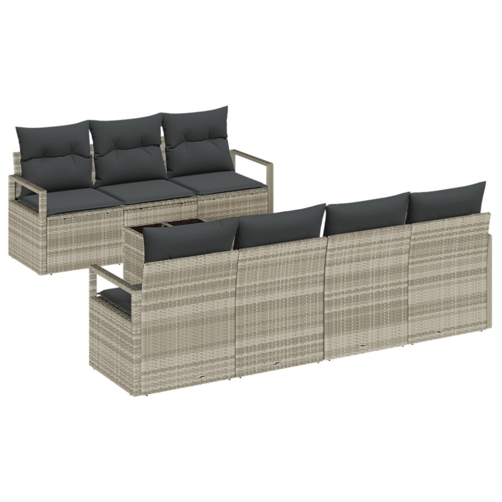 vidaXL Set de canapele pentru grădină 8 pcs Gri deschis