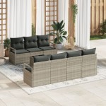 vidaXL Set de canapele pentru grădină 8 pcs Gri deschis