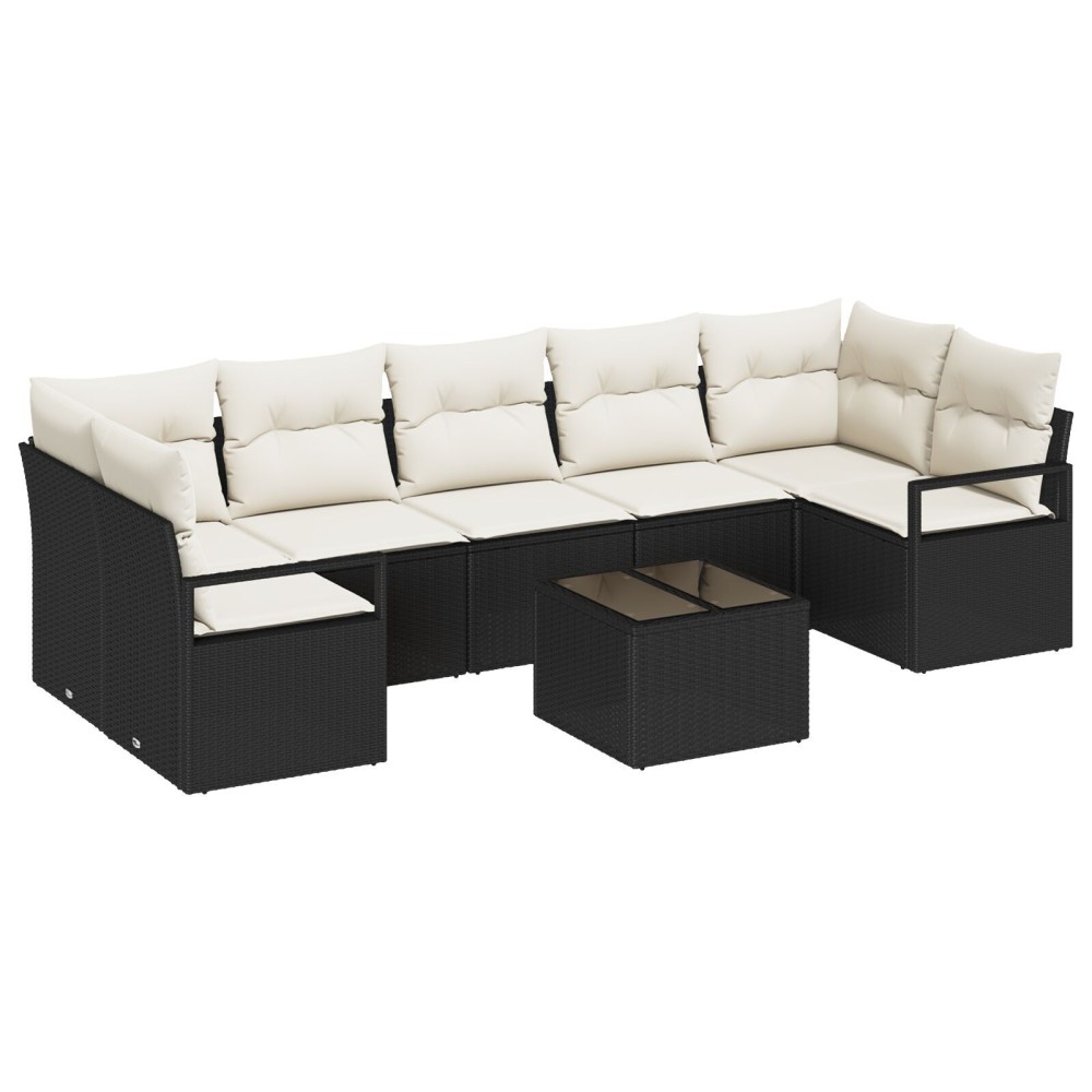 vidaXL Set de canapele pentru grădină 8 pcs Negru și Crem