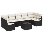 vidaXL Set de canapele pentru grădină 8 pcs Negru și Crem