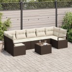 vidaXL Set de canapele pentru grădină 8 pcs Maro și Crem