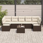 vidaXL Set de canapele pentru grădină 8 pcs Maro și Crem