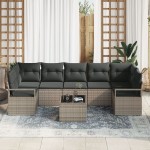 vidaXL Set de canapele pentru grădină 8 pcs Gri 55 x 55 x 37 cm