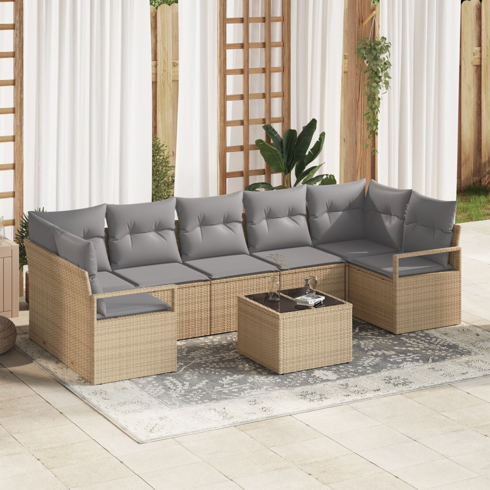 vidaXL Set de canapele pentru grădină 8 pcs Bej și gri 55 x 55 x 37 cm