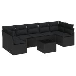 vidaXL Set de canapele pentru grădină 8 pcs Negru 55 x 55 x 37 cm